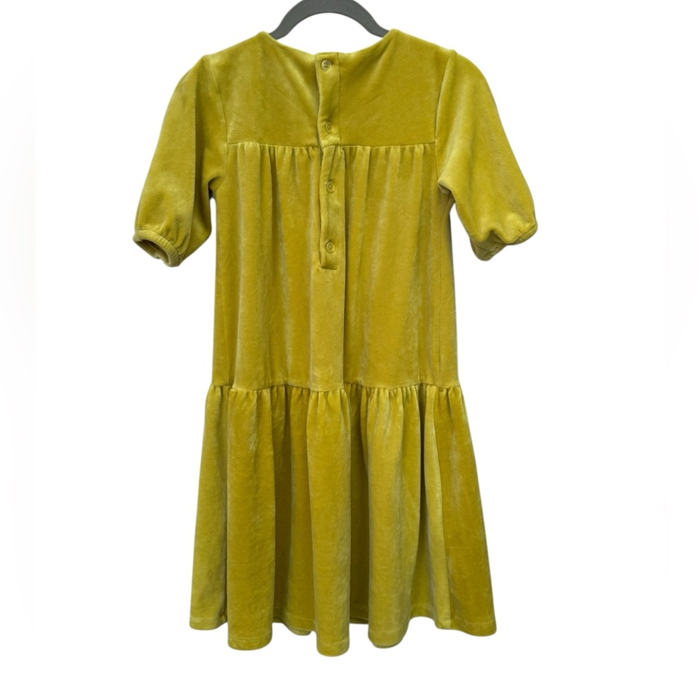 Hanna Andersson Lime Green Tiered Puff Sleeve Velvet Dress Size 10 - Picture 6 of 7